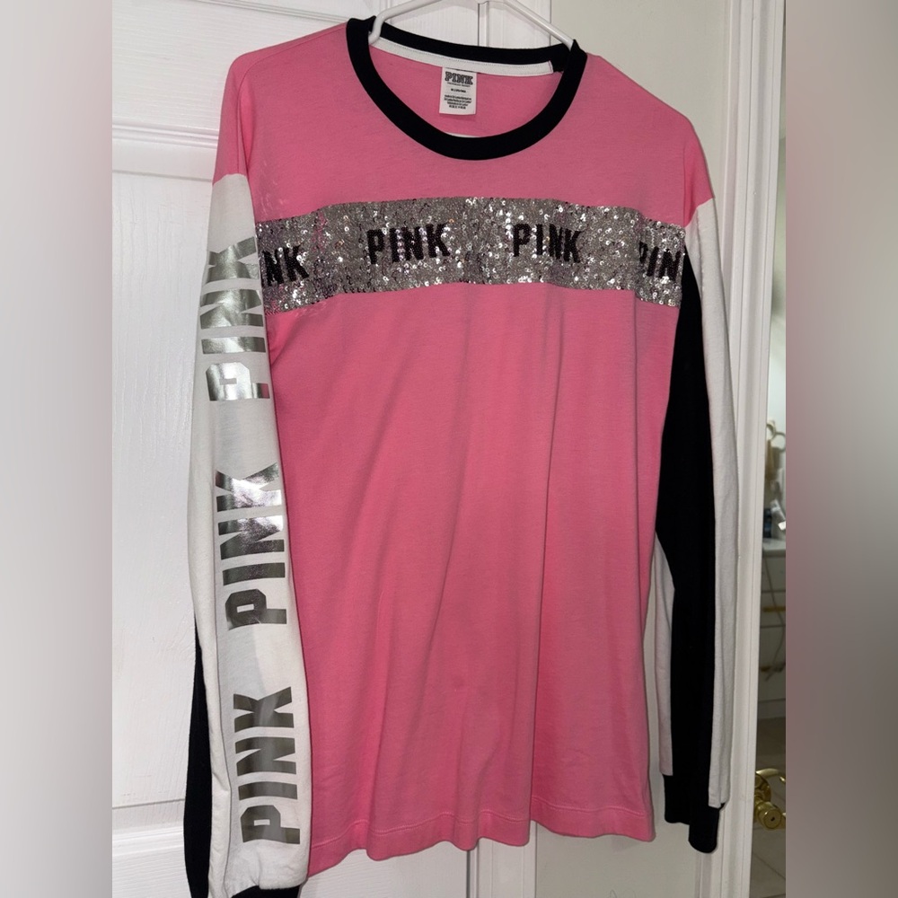 *SOLD* PINK Victoria's Secret Pink and Black Shirt